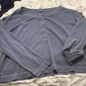 Blue Long Sleeve Henley Top